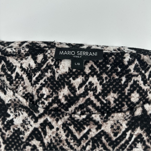 Mario Serrano Animal Print Long Sleeve Blouse Black and Ivory - Size Large - Picture 3 of 7